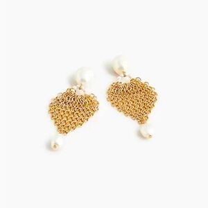 J.Crew Chain mesh and freshwater pearl earrings